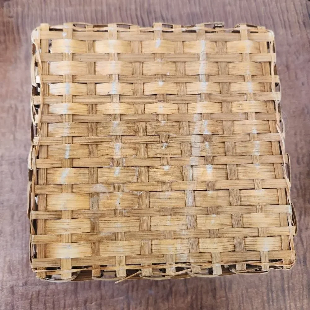Wooden woven wicker carrying baskets bundle of 3 light brown tan storage organiz